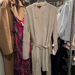 Ann Taylor camel and cream  long belted cardigan.